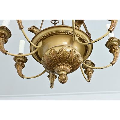 French 19th Century Carved and Painted Chandelier