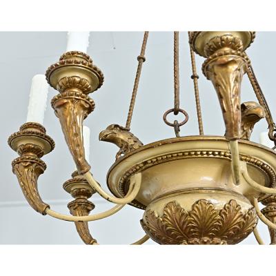 French 19th Century Carved and Painted Chandelier