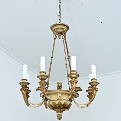 French 19th Century Carved and Painted Chandelier