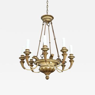 French 19th Century Carved and Painted Chandelier