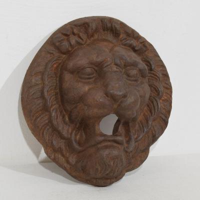 French 19th Century Cast Iron Lion Fountain Head