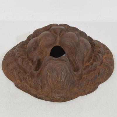 French 19th Century Cast Iron Lion Fountain Head