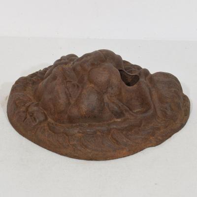 French 19th Century Cast Iron Lion Fountain Head