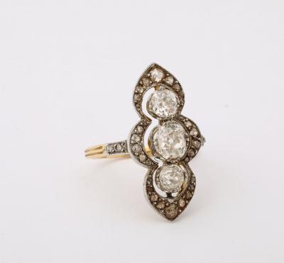 French 19th Century Diamond Navette Ring