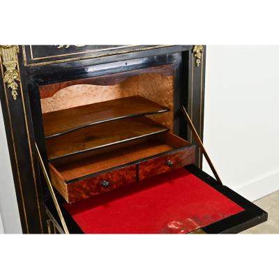 French 19th Century Ebonized Inlay Secretary