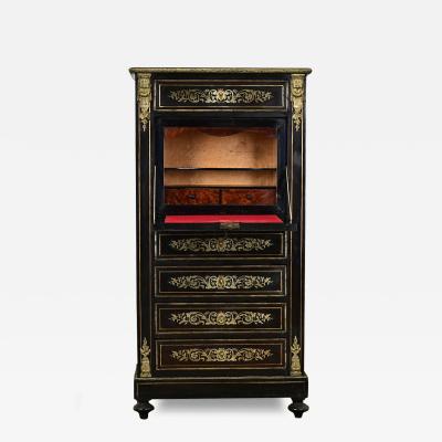 French 19th Century Ebonized Inlay Secretary