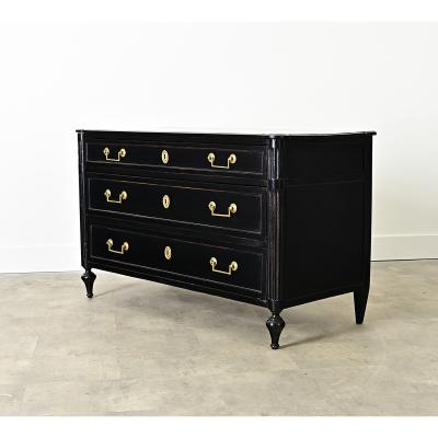 French 19th Century Ebonized Louis XVI Style Commode