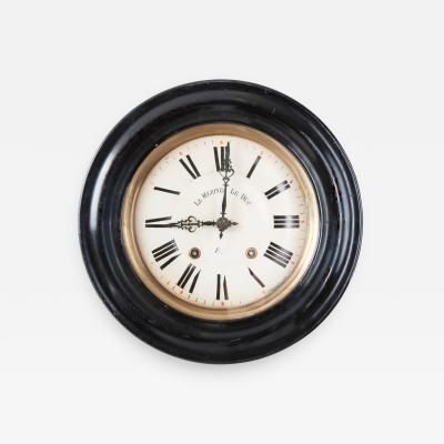 French 19th Century Ebonized Round Wall Clock