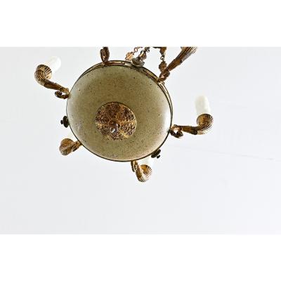 French 19th Century Empire Gilt Bronze T le Chandelier