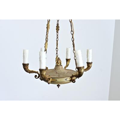 French 19th Century Empire Gilt Bronze T le Chandelier