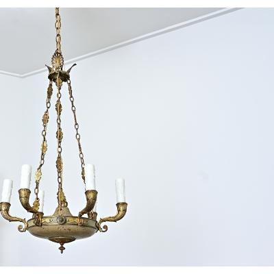 French 19th Century Empire Gilt Bronze T le Chandelier