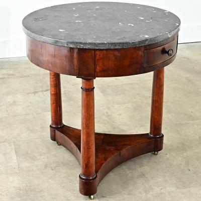 French 19th Century Empire Gueridon with Oyster Marble Top