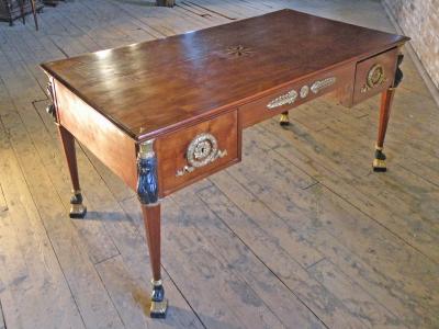 French 19th Century Empire Mahogany Desk Bureau Plat