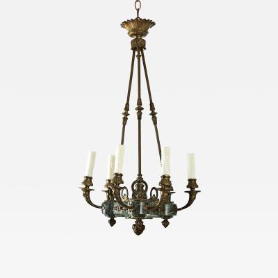 French 19th Century Empire Marble Gilt Bronze Chandelier