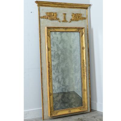 French 19th Century Empire Painted Gilt Trumeau Mirror