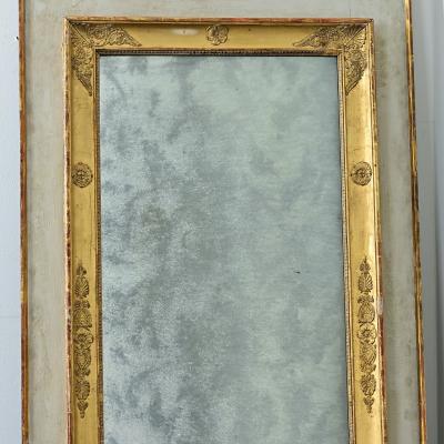 French 19th Century Empire Painted Gilt Trumeau Mirror
