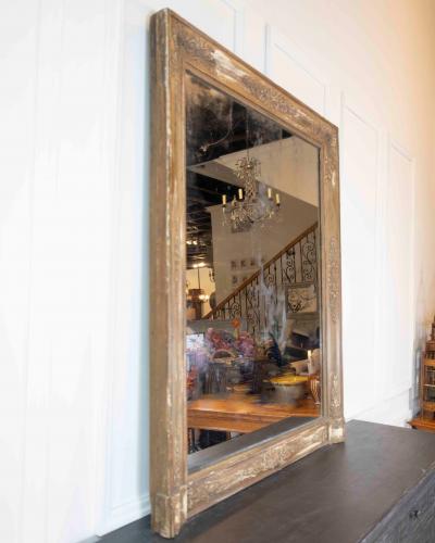 French 19th Century Empire Painted Mercury Glass Mirror