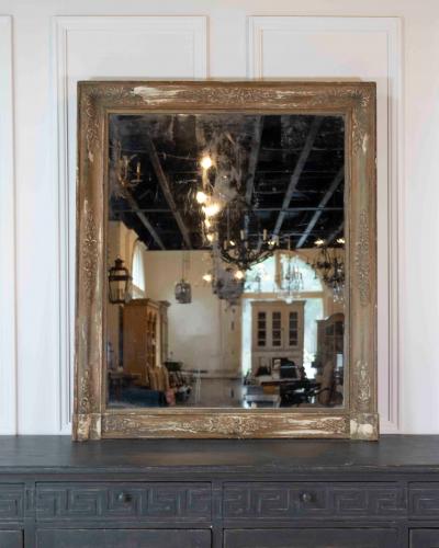 French 19th Century Empire Painted Mercury Glass Mirror