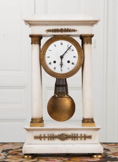 French 19th Century Empire Portico Clock