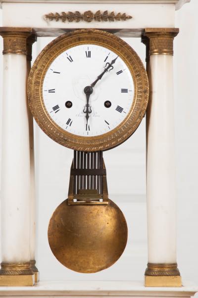French 19th Century Empire Portico Clock