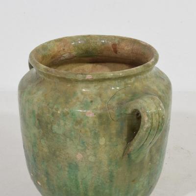 French 19th Century Faded Green Glazed Ceramic Confit Jar