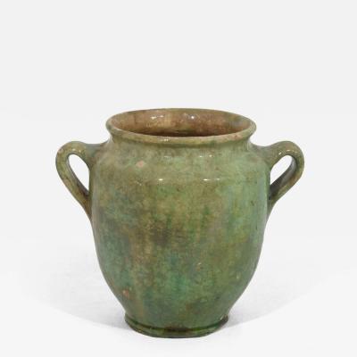 French 19th Century Faded Green Glazed Ceramic Confit Jar