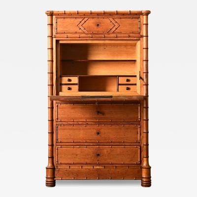 French 19th Century Faux Bamboo Secretary Desk