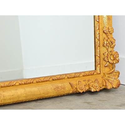 French 19th Century Floral Gold Gilt Mirror