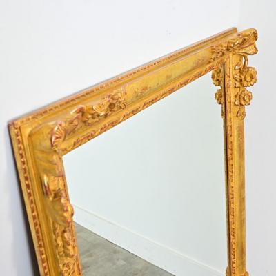 French 19th Century Floral Gold Gilt Mirror