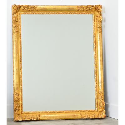 French 19th Century Floral Gold Gilt Mirror