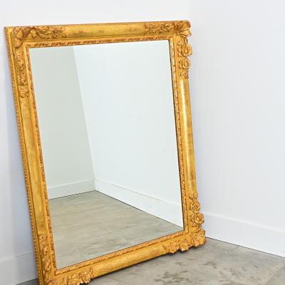 French 19th Century Floral Gold Gilt Mirror