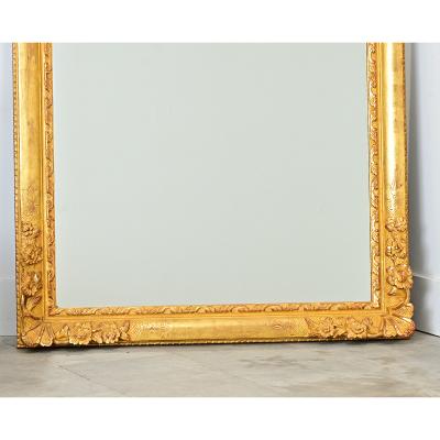 French 19th Century Floral Gold Gilt Mirror