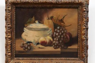 French 19th Century Framed and Signed Oil on Canvas Still Life Painting