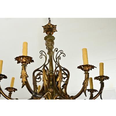 French 19th Century Gilt Bronze Chandelier