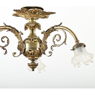 French 19th Century Gilt Bronze Flush Mount Light