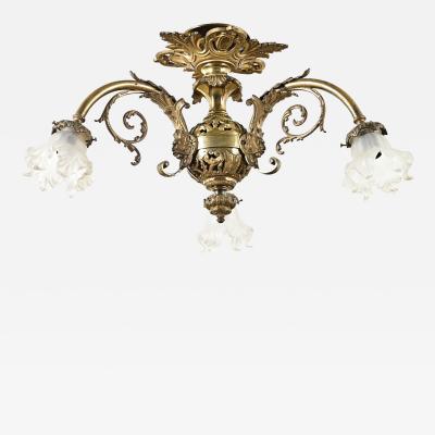 French 19th Century Gilt Bronze Flush Mount Light