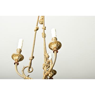 French 19th Century Gilt Bronze and Ceramic Chandelier