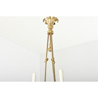 French 19th Century Gilt Bronze and Ceramic Chandelier