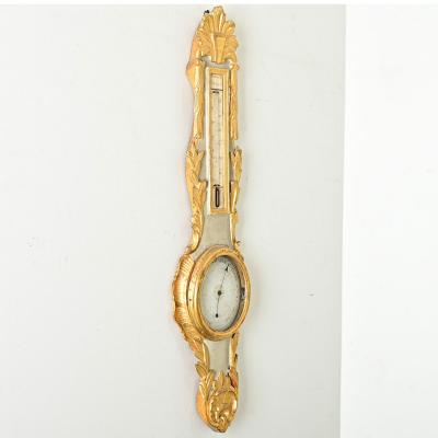French 19th Century Gilt Painted Barometer