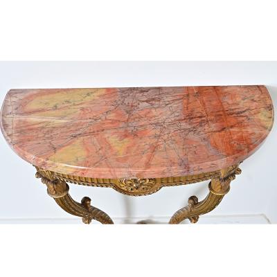 French 19th Century Giltwood Marble top Wall Console