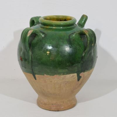 French 19th Century Glazed Earthenware Walnut Oil Jug
