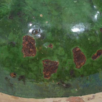 French 19th Century Glazed Earthenware Walnut Oil Jug
