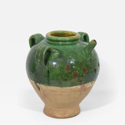 French 19th Century Glazed Earthenware Walnut Oil Jug