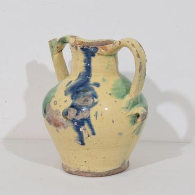 French 19th Century Glazed Terracotta Jug or Water Cruche Orjol