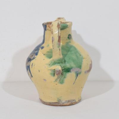 French 19th Century Glazed Terracotta Jug or Water Cruche Orjol