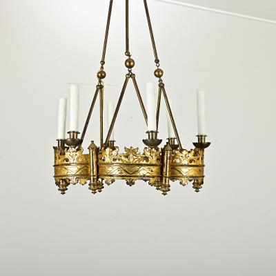 French 19th Century Gothic Style Brass Chandelier