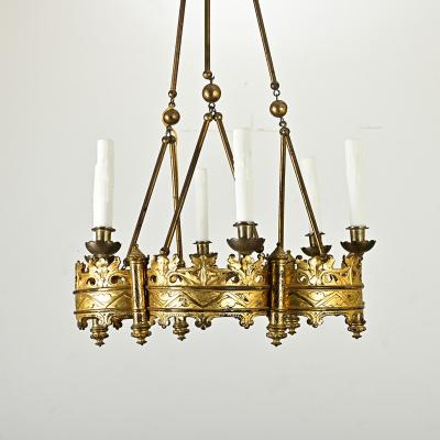 French 19th Century Gothic Style Brass Chandelier