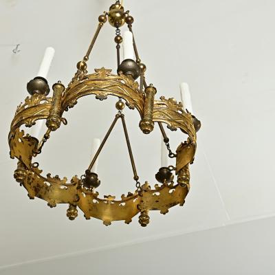 French 19th Century Gothic Style Brass Chandelier
