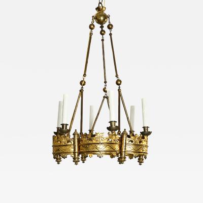 French 19th Century Gothic Style Brass Chandelier