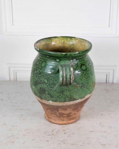 French 19th Century Green Glaze Confit Pot
